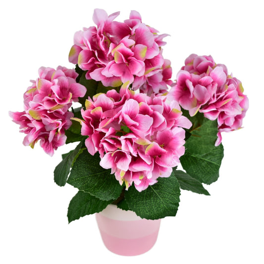 Hortenzie růžová 5 květů v keramickém květináči 40x30 cm