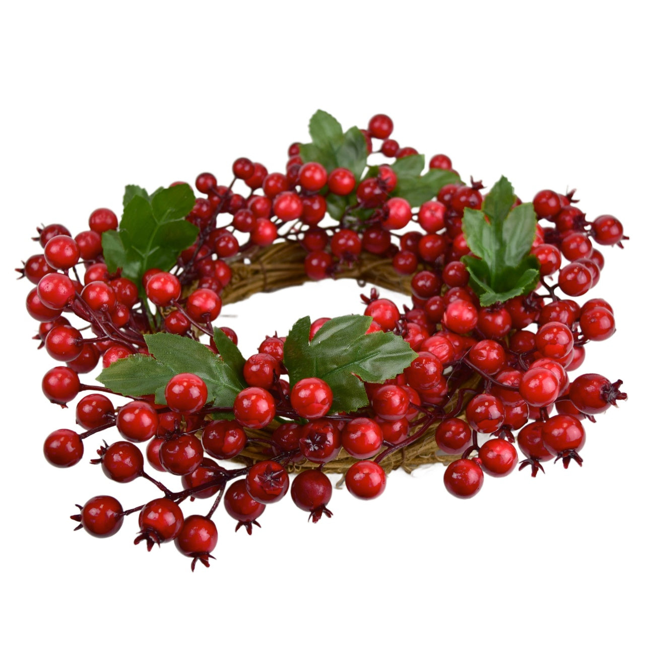 Věneček proutěný s červenými bobulemi Ø30 cm