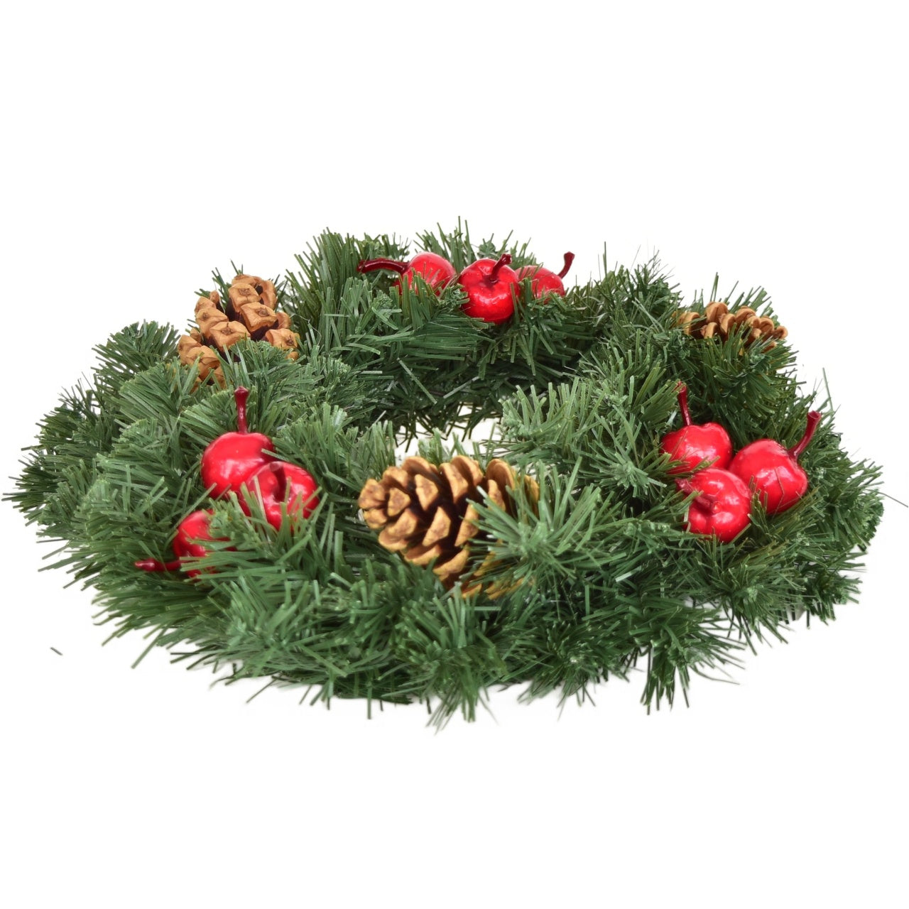 Věnec zelený zdobený jablíčky Ø30 cm