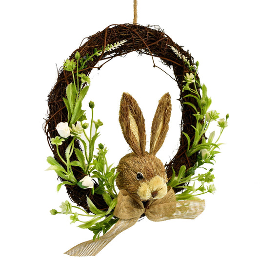 Proutěný věnec se zajícem Ø30 cm