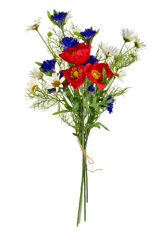 Kytice bílých kopretin s vlčím mákem 70 cm