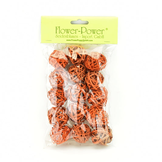 Proutěné dekorační koule oranžové, 15 ks, Ø3 cm