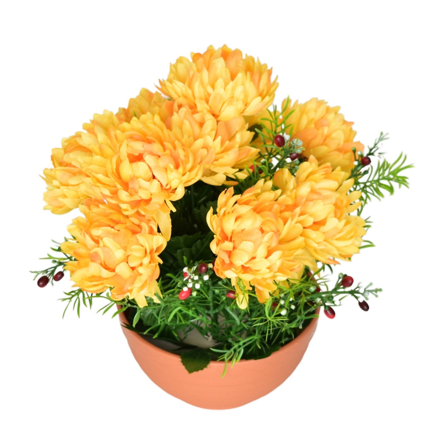 Autumn bowl with yellow chrysanthemums, 10 flowers, Ø25 × 26 cm