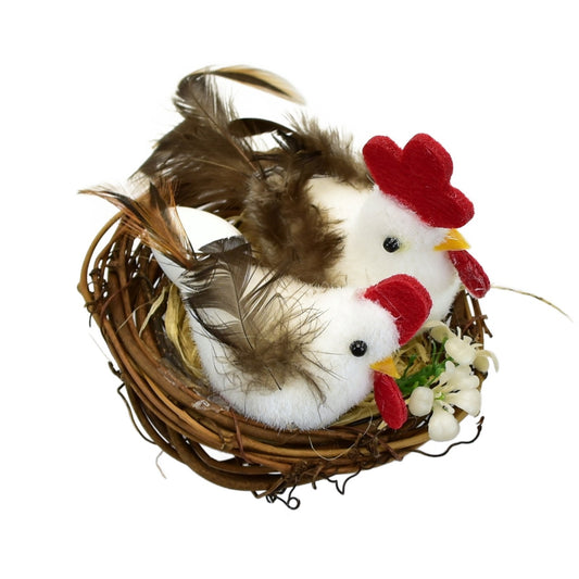 Hühnchen mit Hahn im Nest 7x9 cm