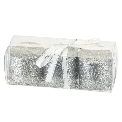 Svíčky se stříbrným glitrem 3,8 cm - 3 ks