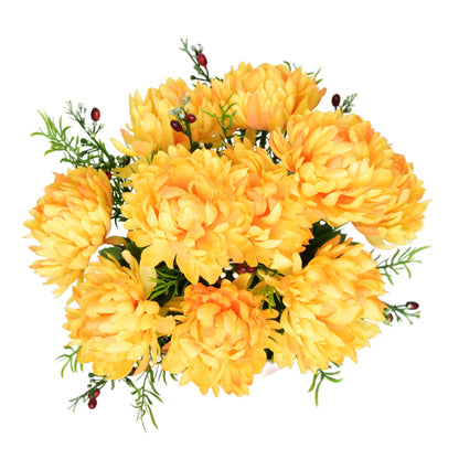 Autumn bowl with yellow chrysanthemums, 10 flowers, Ø25 × 26 cm