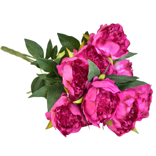 Kytice fialových pivoněk 9 květů/Ø10 cm / 60 cm