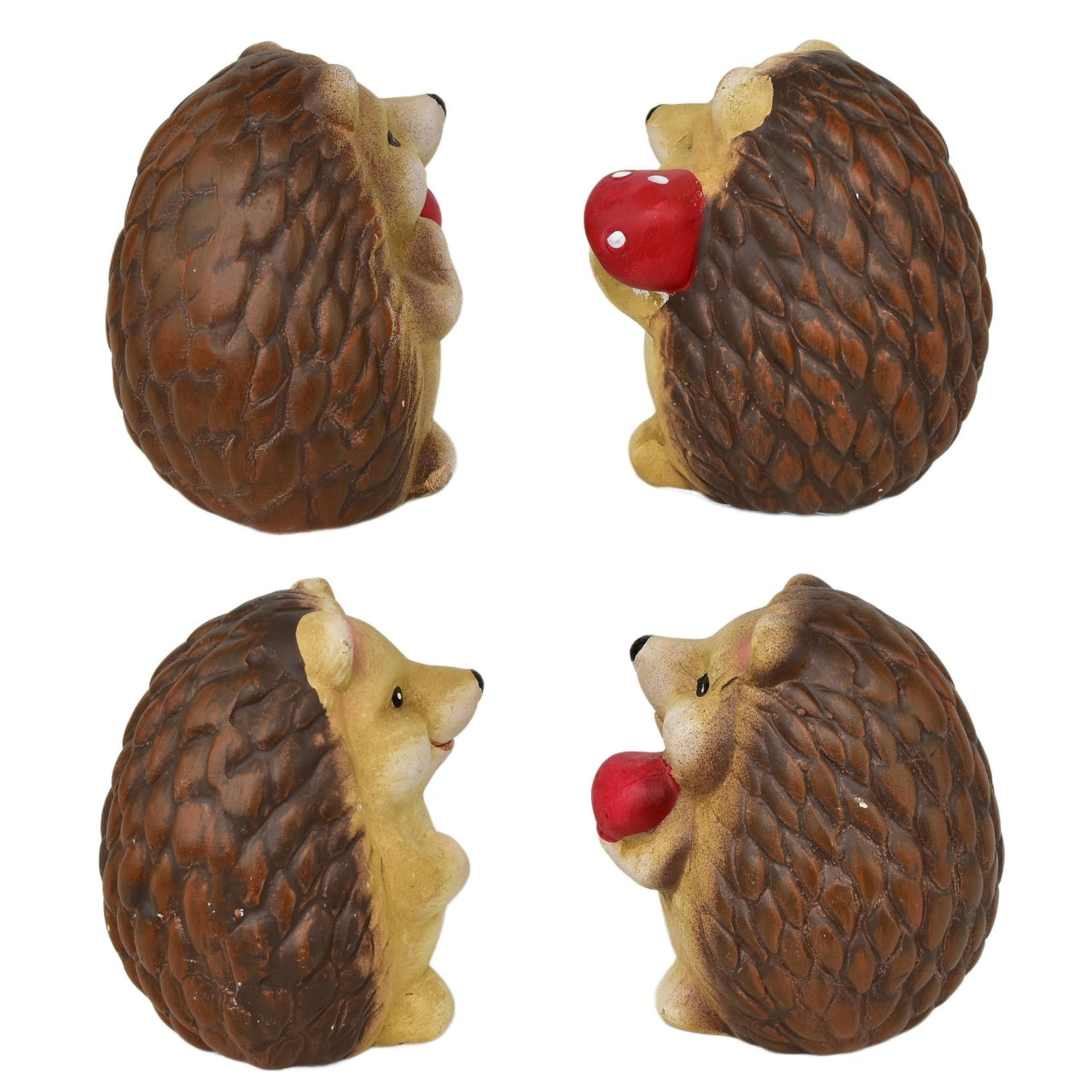 Ježci s jablíčkem a houbičkou keramický 4 ks set, 9 cm