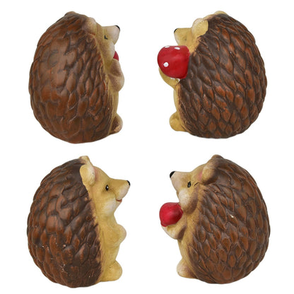 Ježci s jablíčkem a houbičkou keramický 4 ks set, 9 cm
