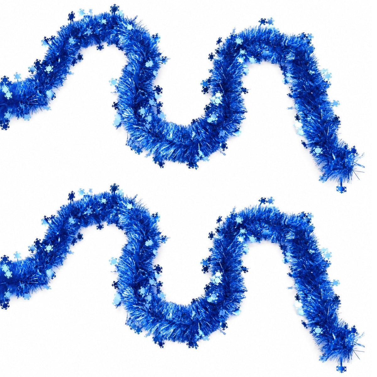Weihnachtskette blau mit Schneeflocken - 2er-Set, Ø 10 cm, Länge 3 m
