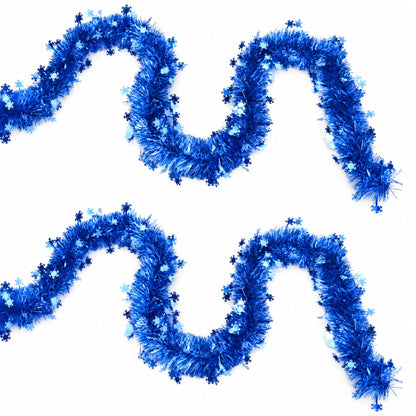 Weihnachtskette blau mit Schneeflocken - 2er-Set, Ø 10 cm, Länge 3 m