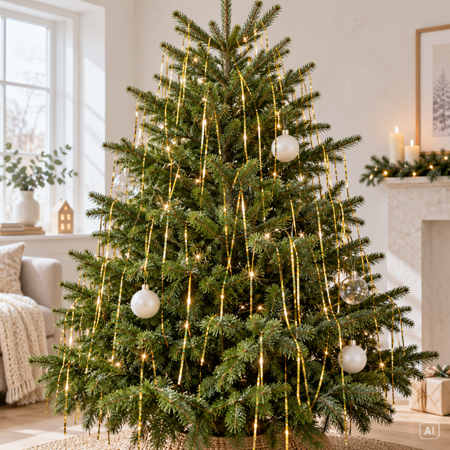 Weihnachtslametta Gold mit Lasereffekt, 50 × 100 cm