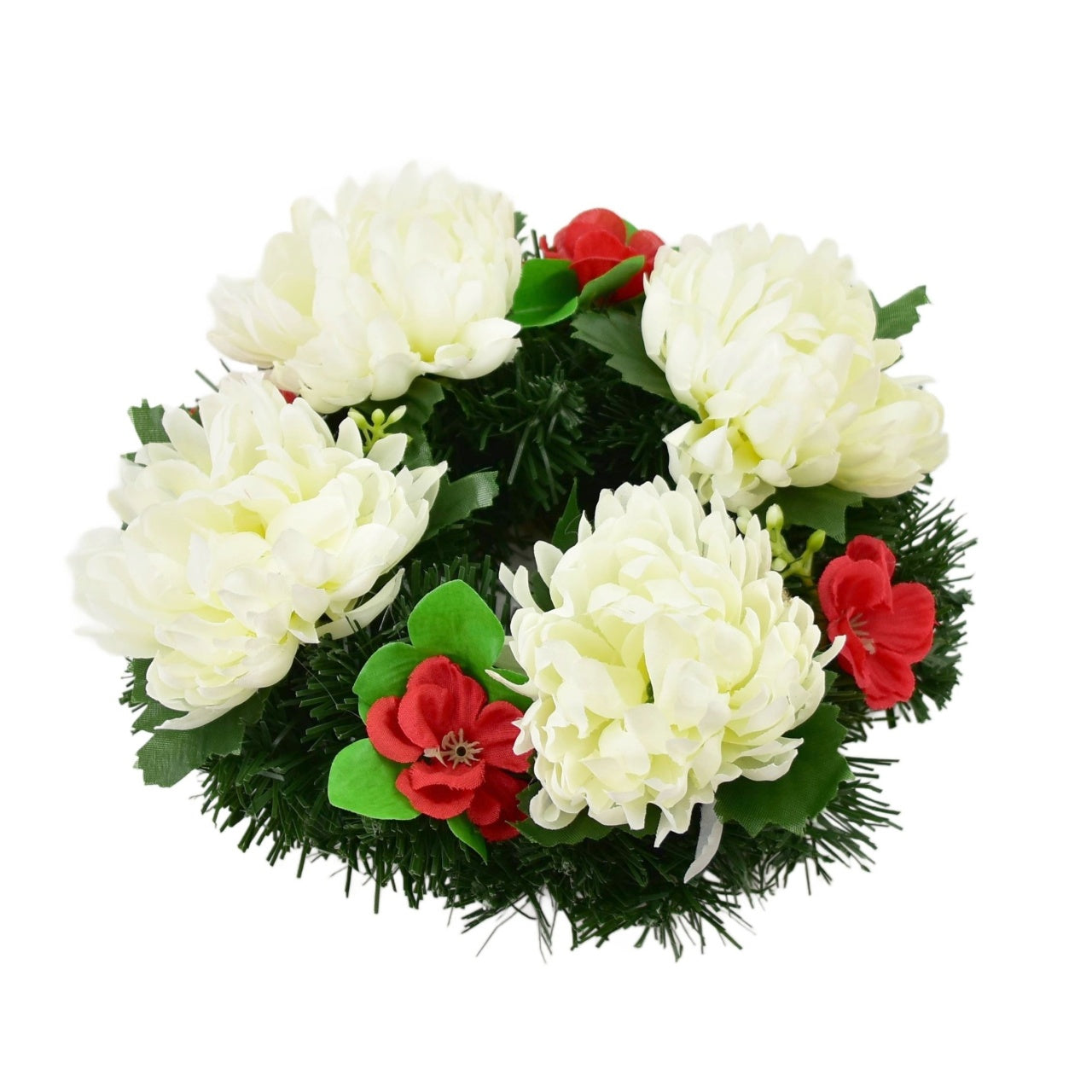 Věneček podzimní s krémovými chryzantémami Ø20 cm