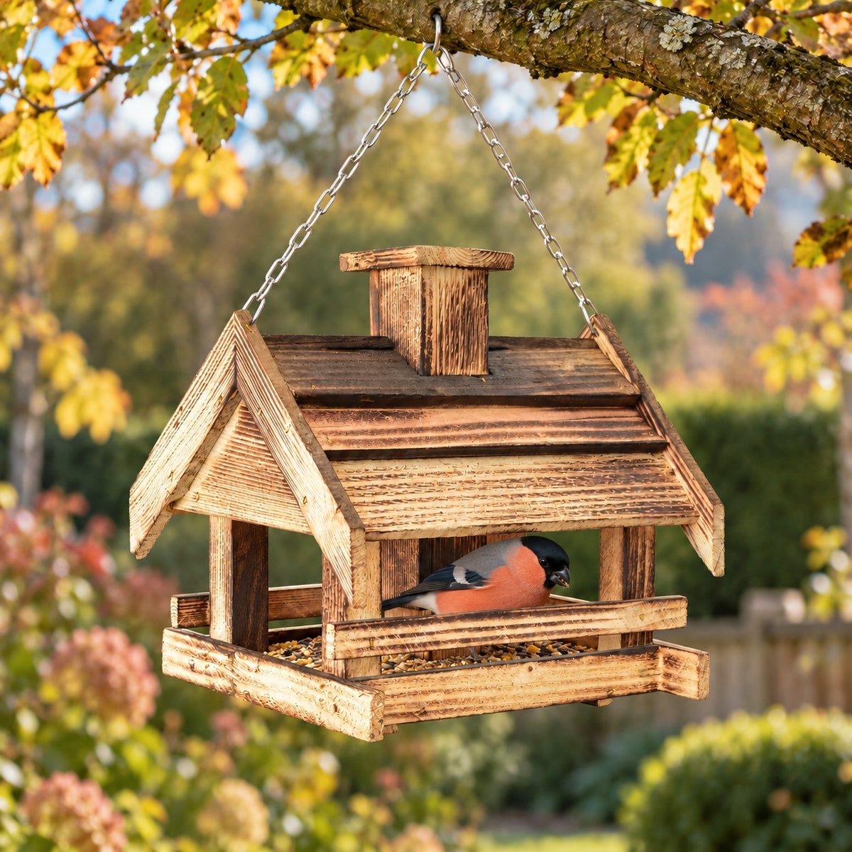 Flamed bird feeder with filling hopper, medium, 27 × 23 × 29 cm