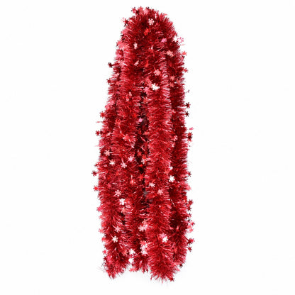 Red Christmas garland with snowflakes, Ø 10 cm, length 3 m