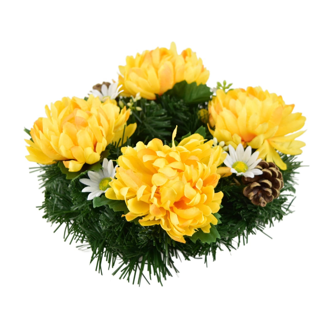 Věneček podzimní se žlutými chryzantémami Ø20 cm