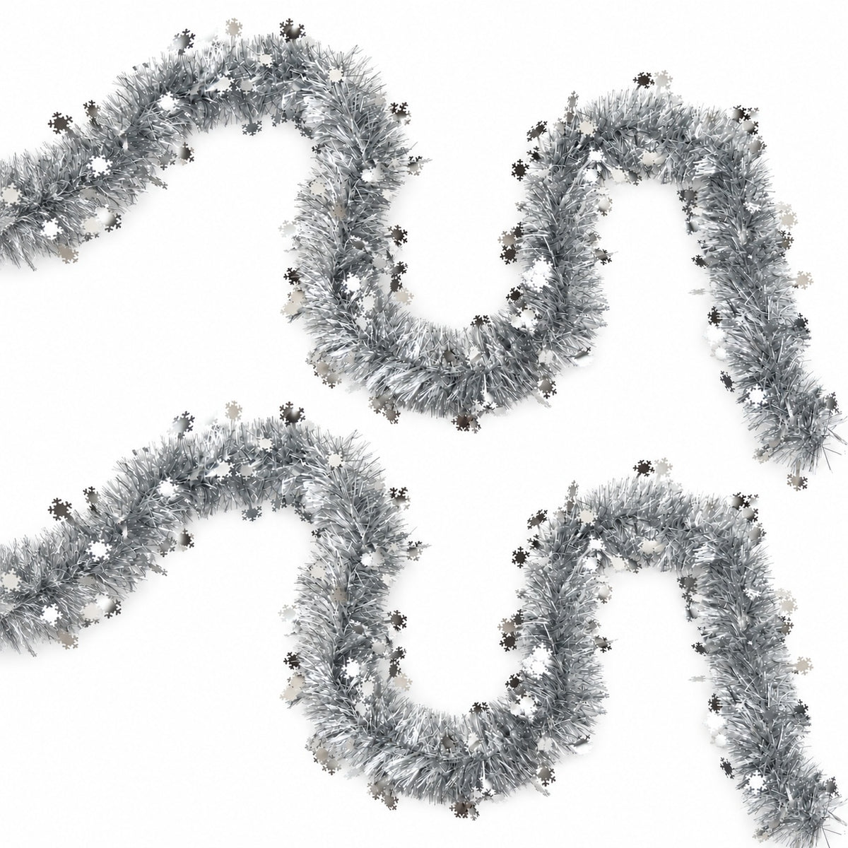 Silver Christmas garland with snowflakes - 2 pc set, Ø 10 cm, length 3 m