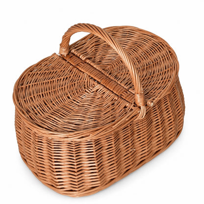 Geflochtener Picknickkorb mit Deckel mittel, handgeflochten 37 × 26 × 32 cm
