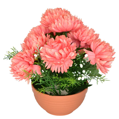 Autumn bowl with pink chrysanthemums, 10 flowers, 25 × 26 cm