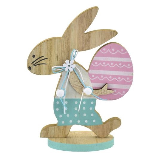 Zajíček dřevěný s vajíčkem, 17 cm