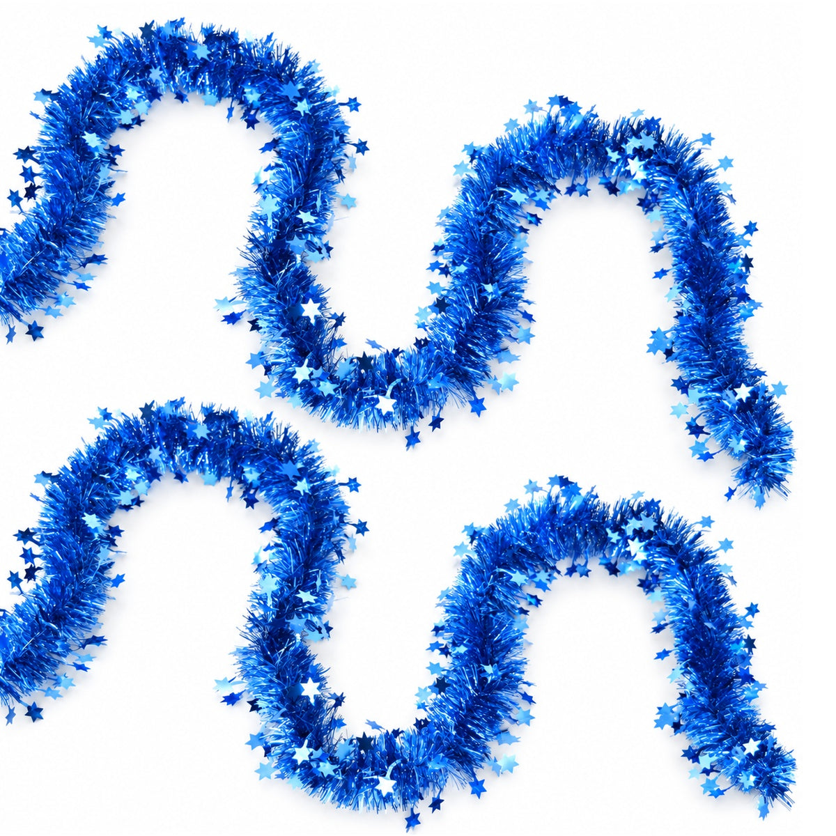 Vánoční řetěz modrý s hvězdičkami - 2 ks set, Ø 8 cm, délka 3 m