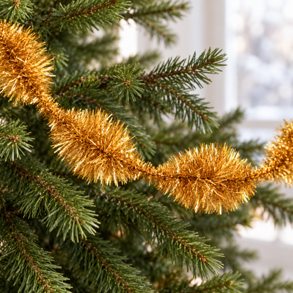 Gold oval pattern Christmas garland, Ø 5 cm, length 3 m