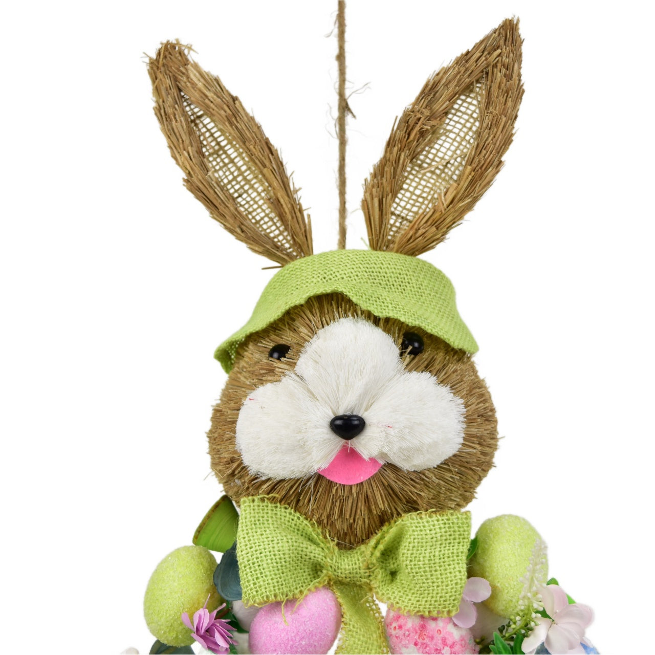 Věnec se zajícem a vajíčky zelený 57x25 cm