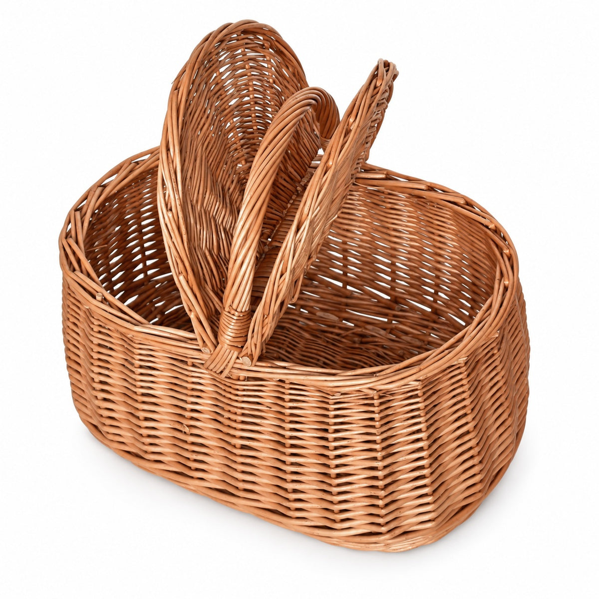 Geflochtener Picknickkorb mit Deckel mittel, handgeflochten 37 × 26 × 32 cm