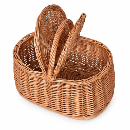 Geflochtener Picknickkorb mit Deckel mittel, handgeflochten 37 × 26 × 32 cm
