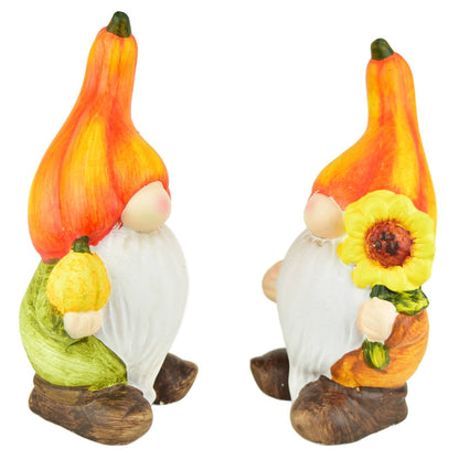 Skřítci se oranžovou čepicí z keramiky, set 2 ks, 15x8 cm