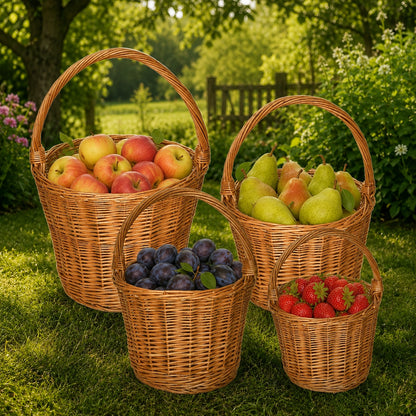 Set of wicker baskets Trháček, hand-woven from natural wicker, 4 pcs