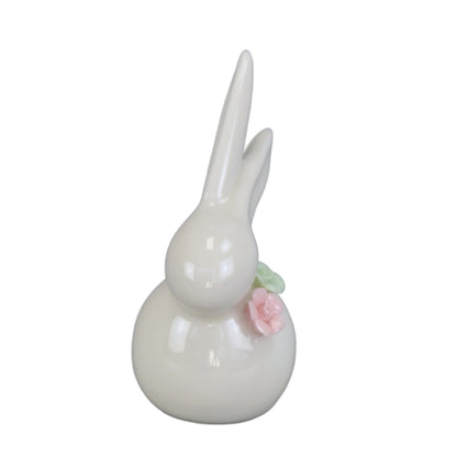 Zajíček porcelánový s kytičkou 8,5 cm