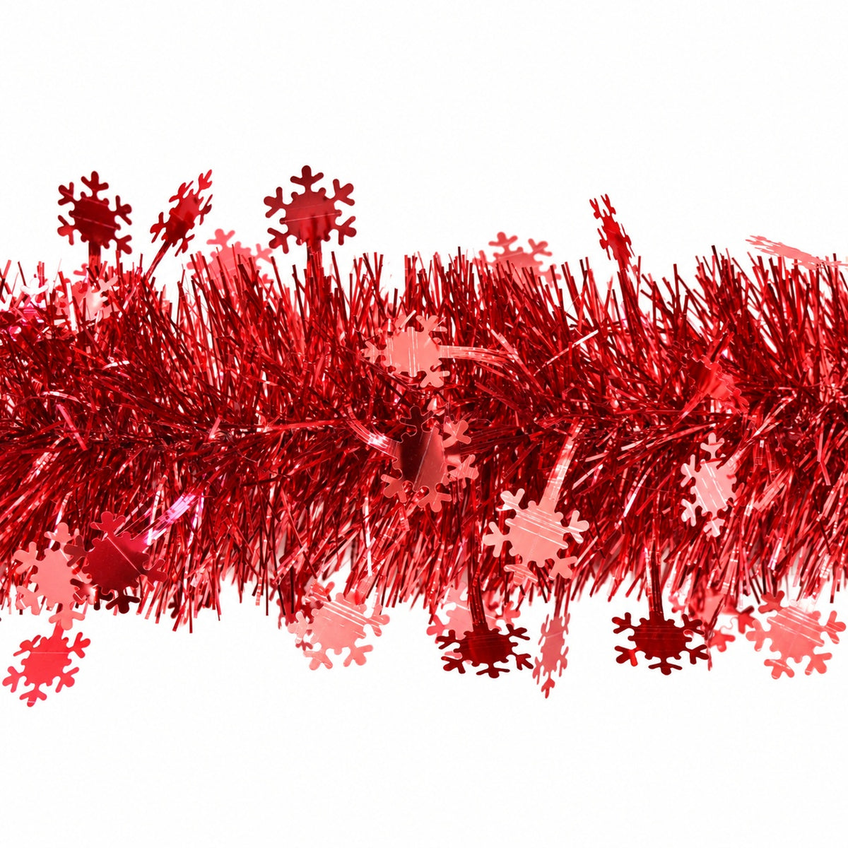 Red Christmas garland with snowflakes, Ø 10 cm, length 3 m