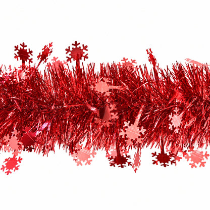 Red Christmas garland with snowflakes, Ø 10 cm, length 3 m