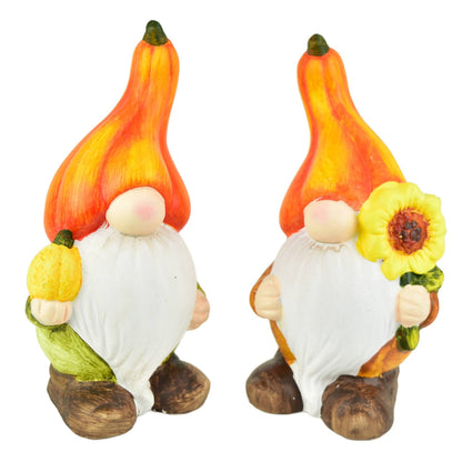 Skřítci se oranžovou čepicí z keramiky, set 2 ks, 15x8 cm