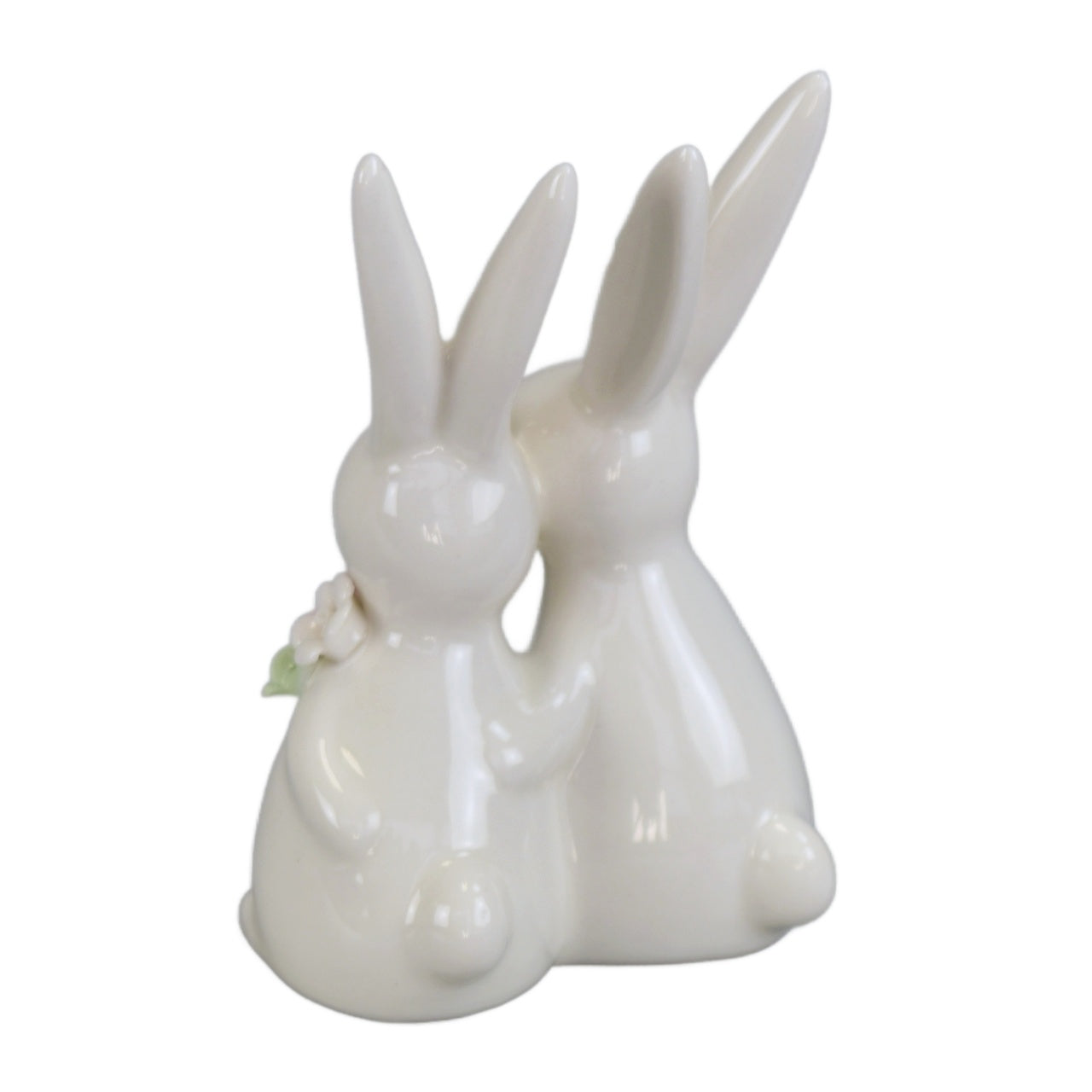 Pár porcelánových zajíčků s kytičkou 12 cm