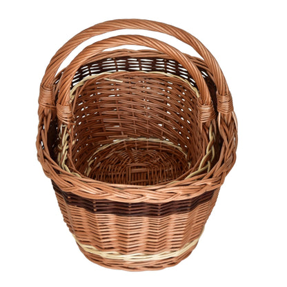 Set košíků tradiční Městský, ručně pletený z přírodního proutí, 2 ks