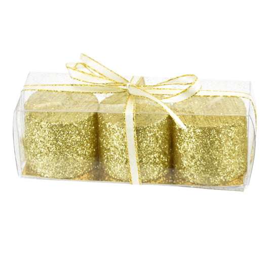 Svíčky se zlatým glitrem 3,8 cm - 3 ks