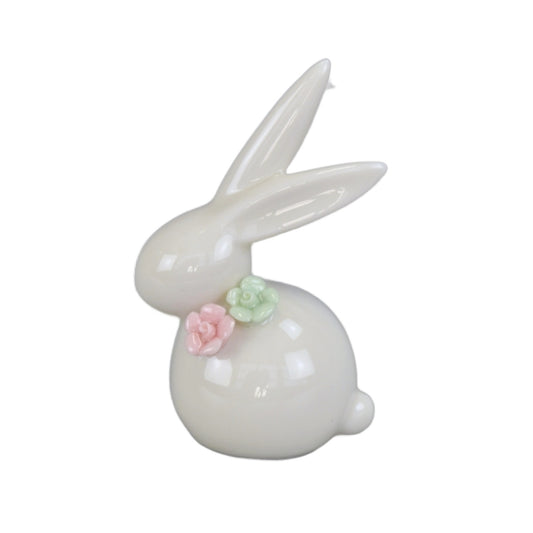 Zajíček porcelánový s kytičkou 8,5 cm
