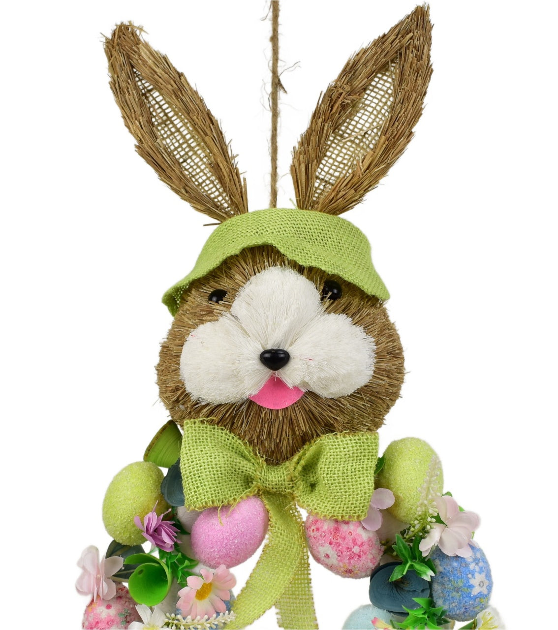 Věnec se zajícem a vajíčky zelený 57x25 cm