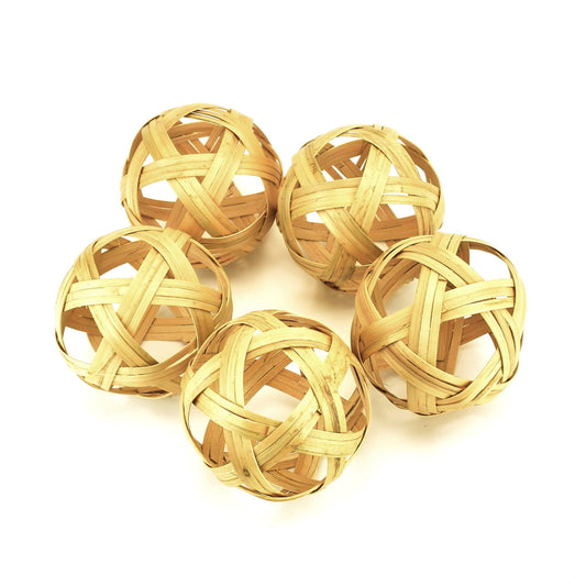 Bambusové dekorační koule přírodní, 5 ks, Ø8 cm