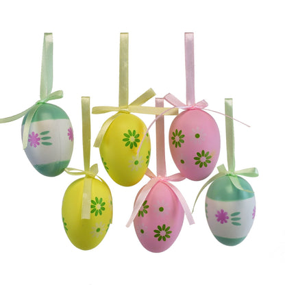 Oster-Eier mit Blumen 6 Stück, 6x4 cm