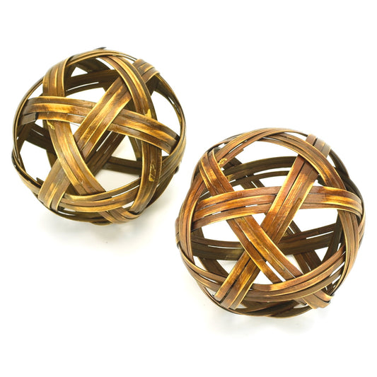 Bambusové dekorační koule hnědé, 2 ks, Ø12 cm