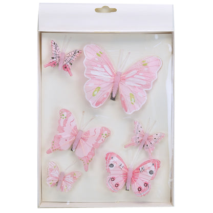 Motýlci se skřipcem 6 ks, růžové