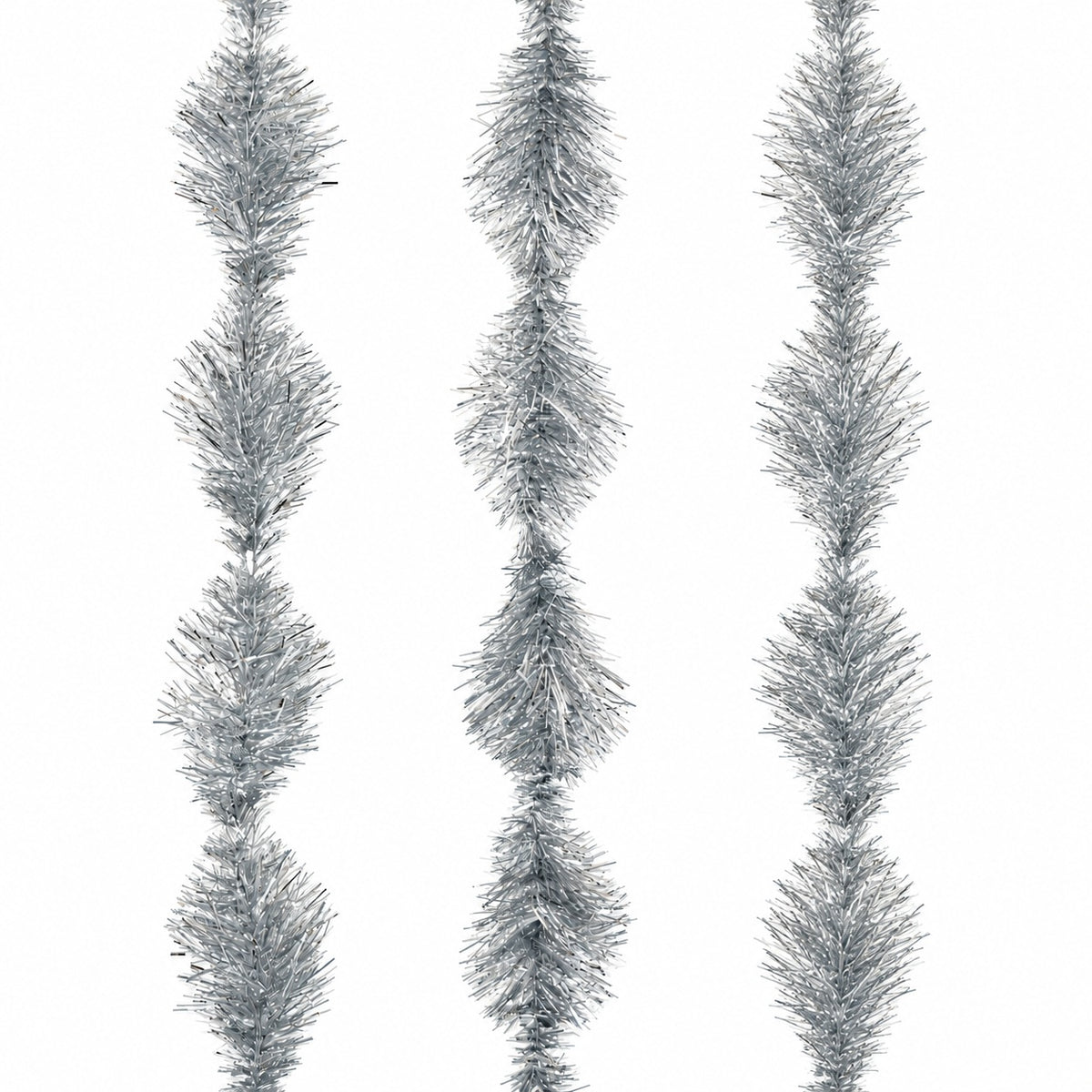 Vánoční řetěz s oválným vzorem stříbrný - 3 ks set, Ø 5 cm, délka 3 m
