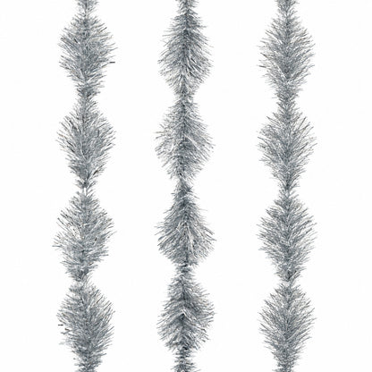 Vánoční řetěz s oválným vzorem stříbrný - 3 ks set, Ø 5 cm, délka 3 m