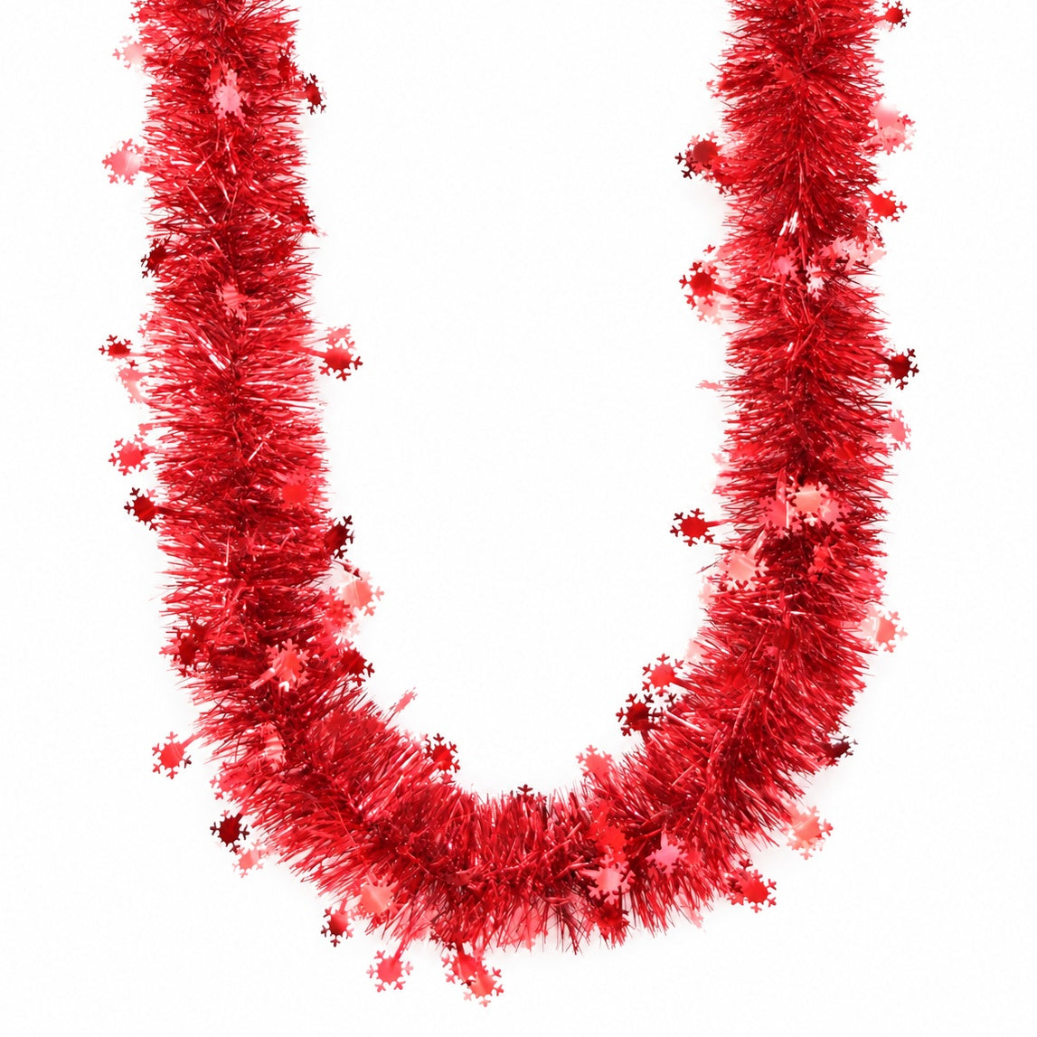 Red Christmas garland with snowflakes, Ø 10 cm, length 3 m
