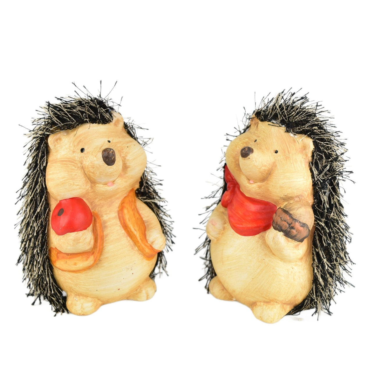 Ježci s jablíčkem a oříškem keramický 2 ks set, 13 cm