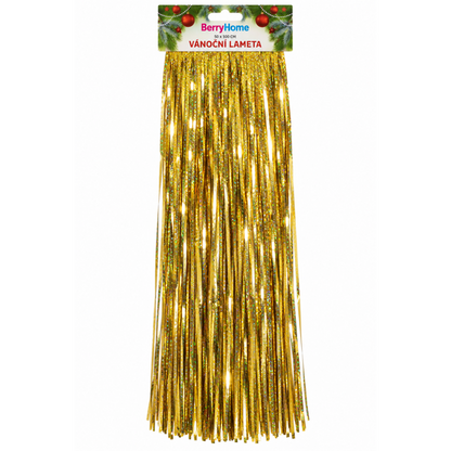 Weihnachtslametta Gold mit Lasereffekt, 50 × 100 cm