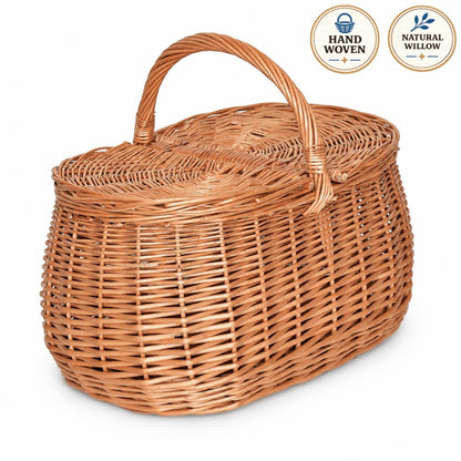 Geflochtener Picknickkorb mit Deckel mittel, handgeflochten 37 × 26 × 32 cm